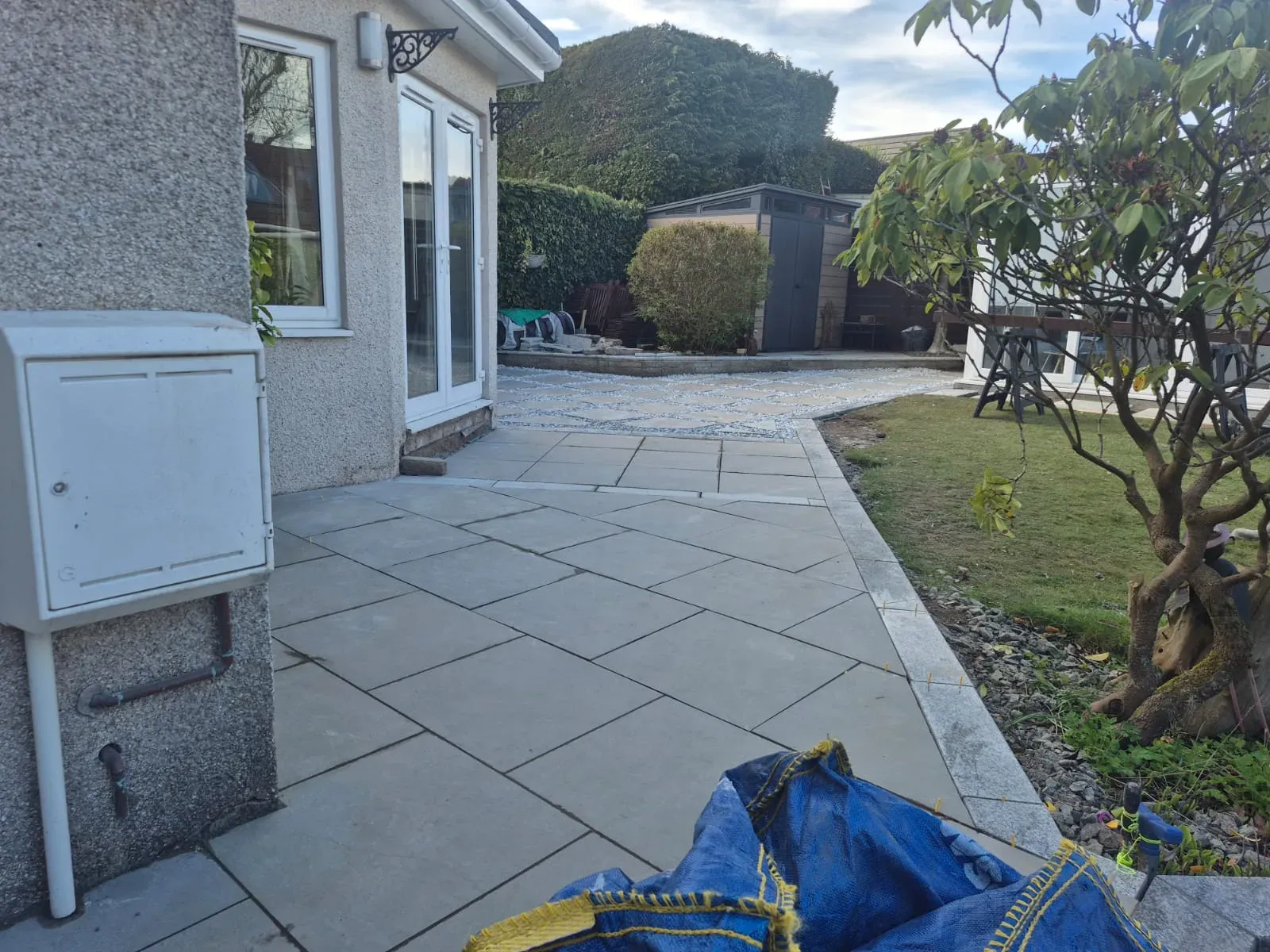 Completed Indian sandstone patio installed in Stirling