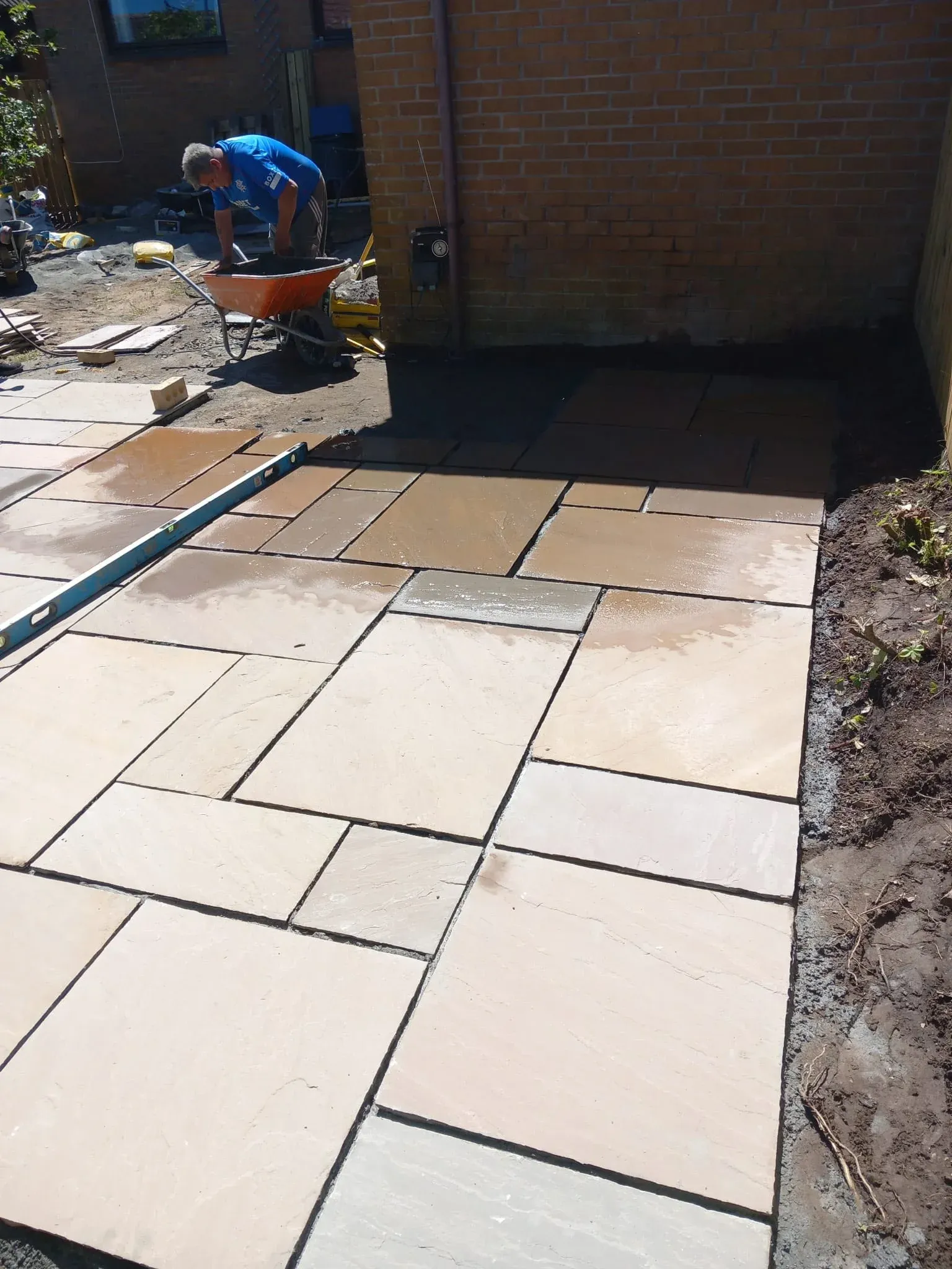Laying an Indian Sandstone Patio, Landscaping project in Stirling