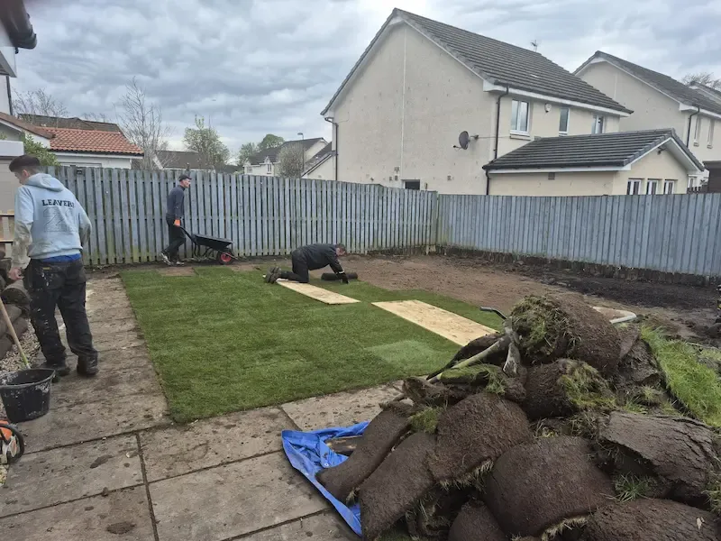 New Grass Being Laid, Landscaping project in Stirling