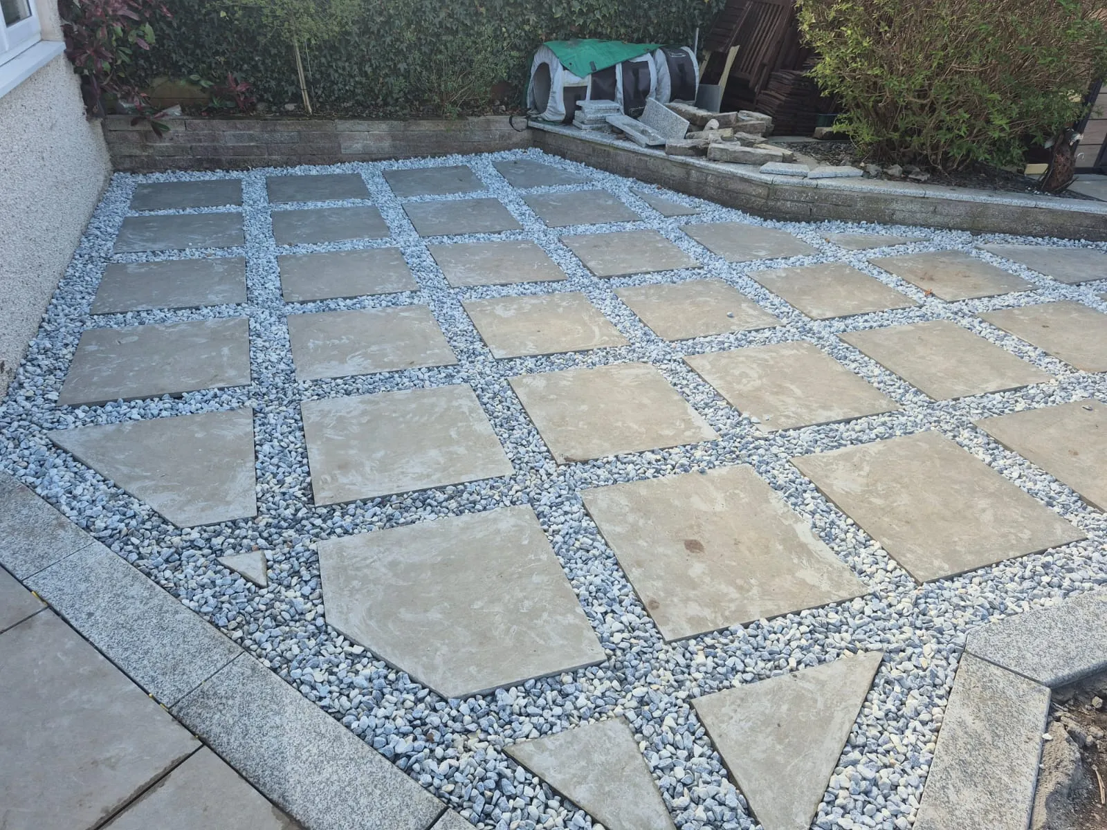 Decorative patio with gravel inset detail by Four Seasons Stirling