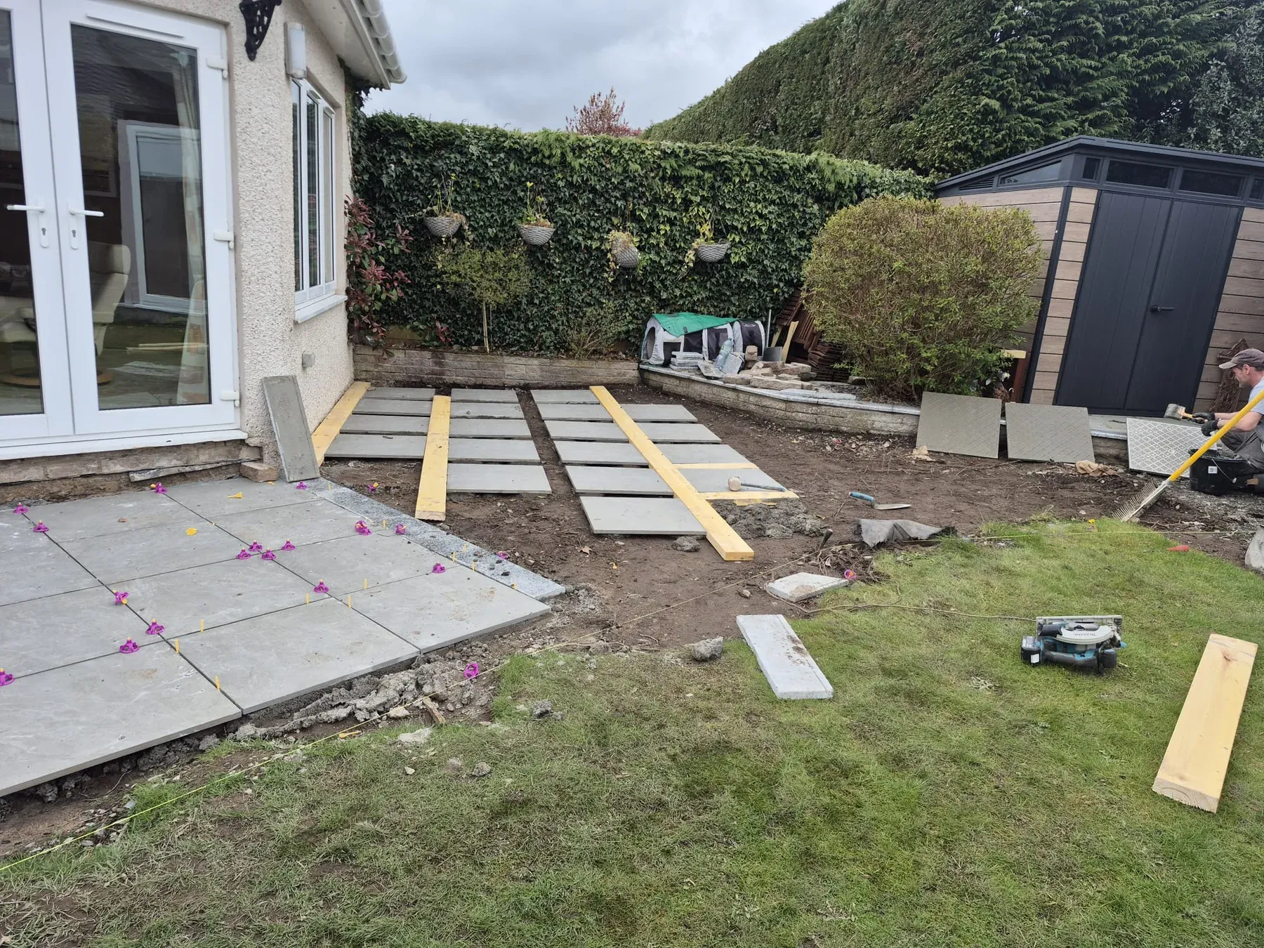 Patio installation in progress in Stirling