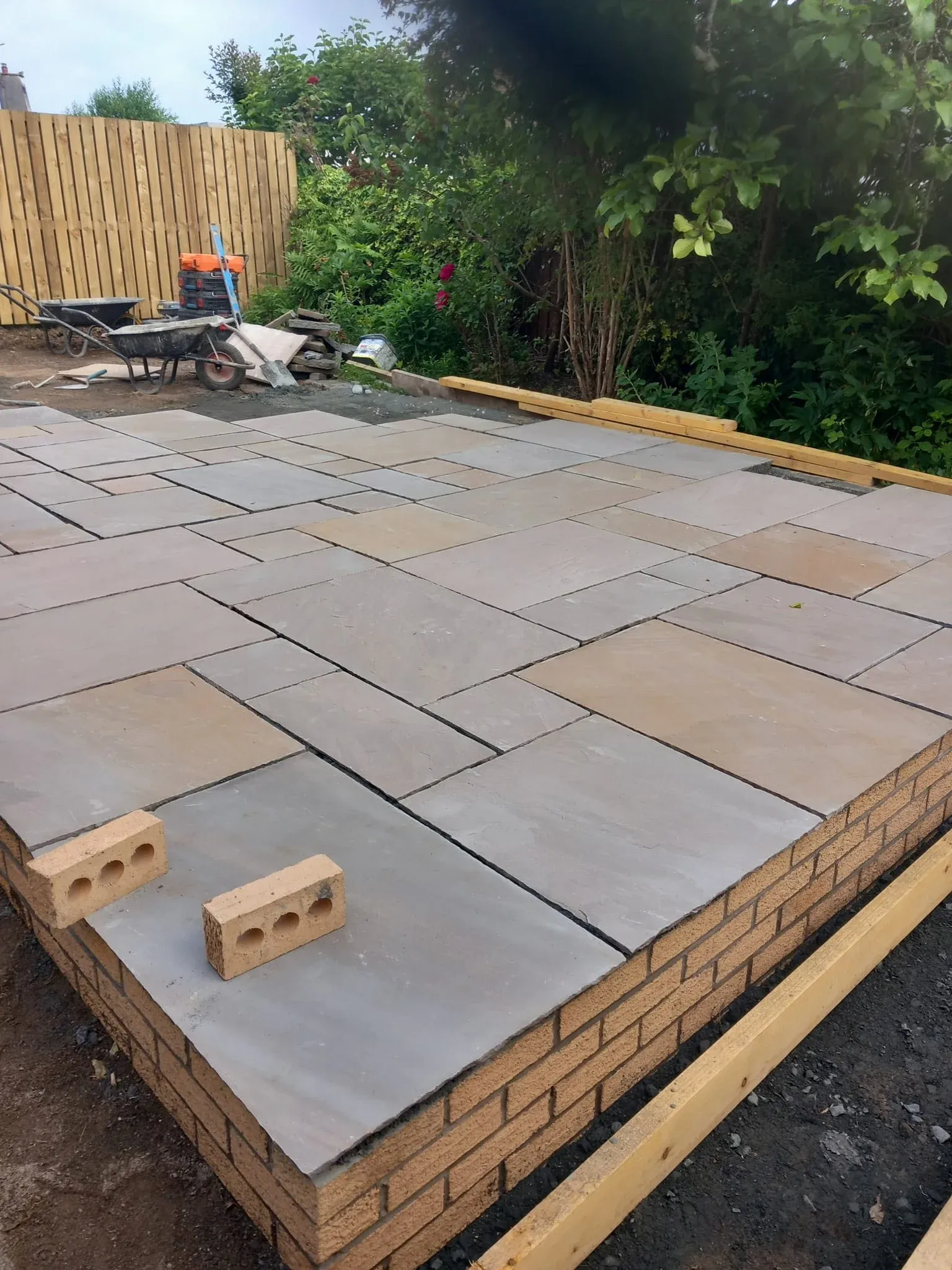 Sandstone Patio & Brick Edging, Landscaping project in Stirling