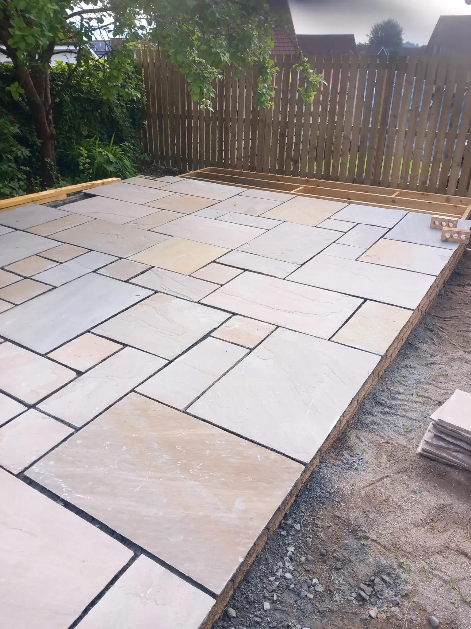 Sandstone Patio & New Fencing, Landscaping project in Stirling