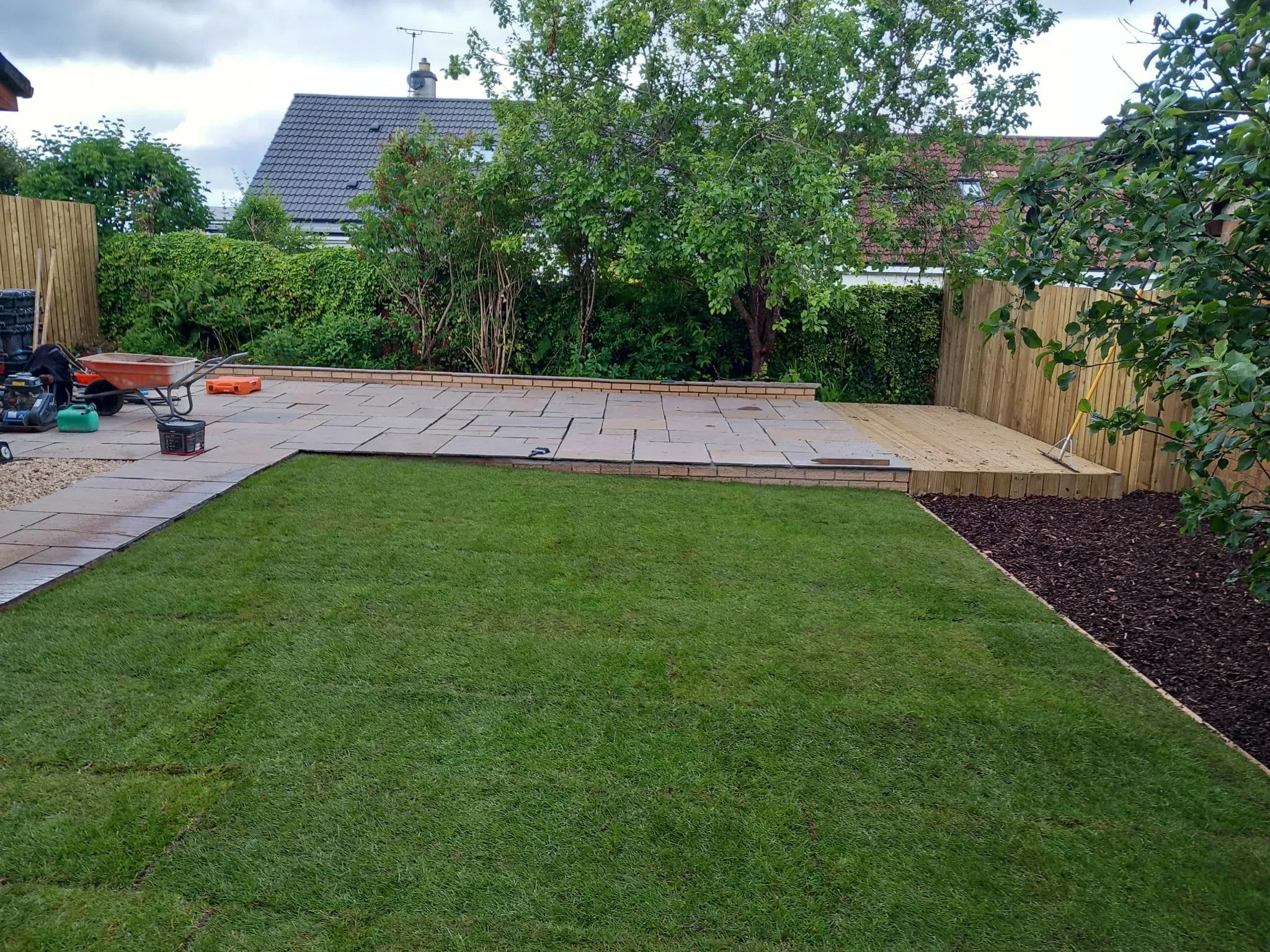 New natural turf lawn installed in a Stirling back garden
