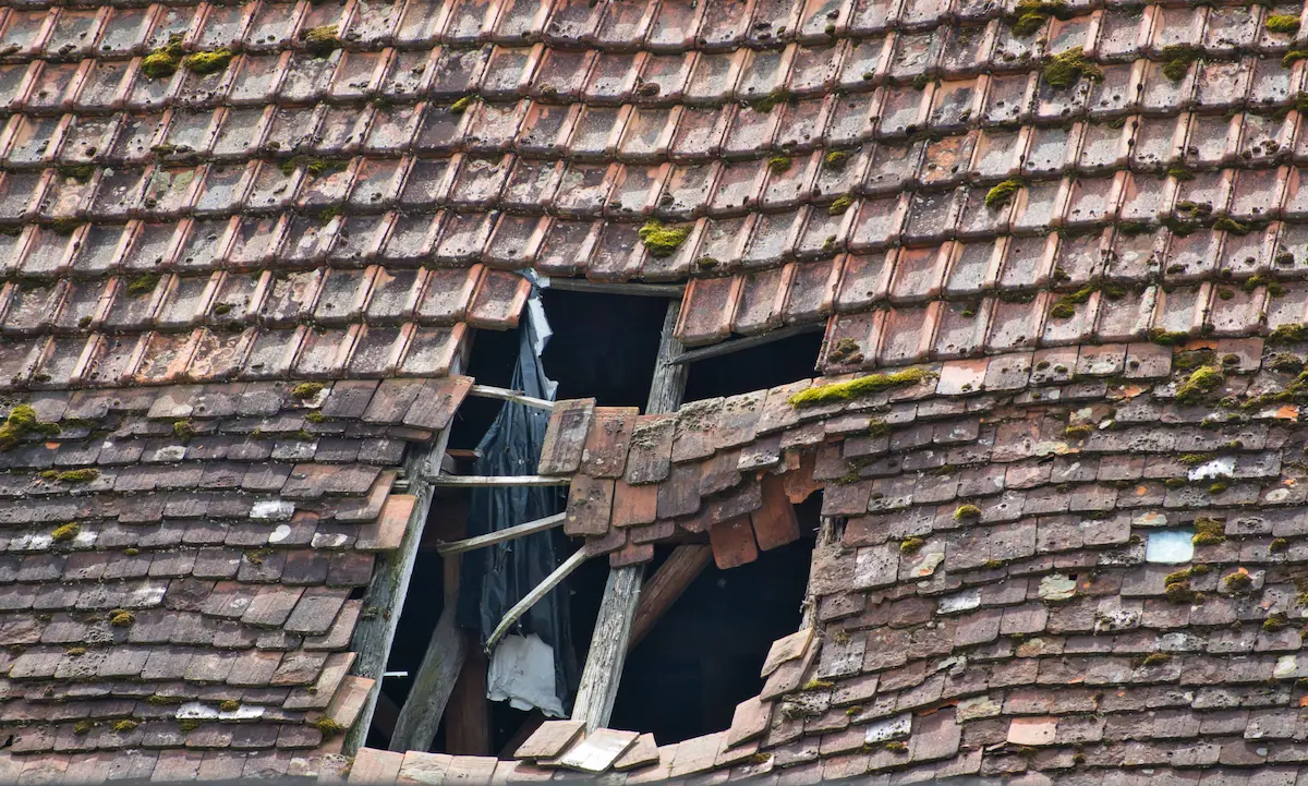 Storm damage to a residential roof in Scotland